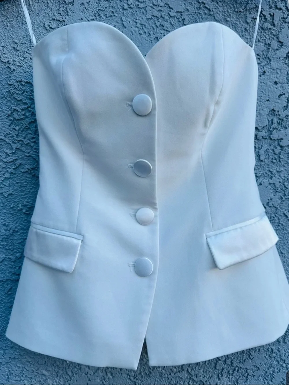 Zara Strapless White Corset Blazer Top Structured Tailored Vest Size L